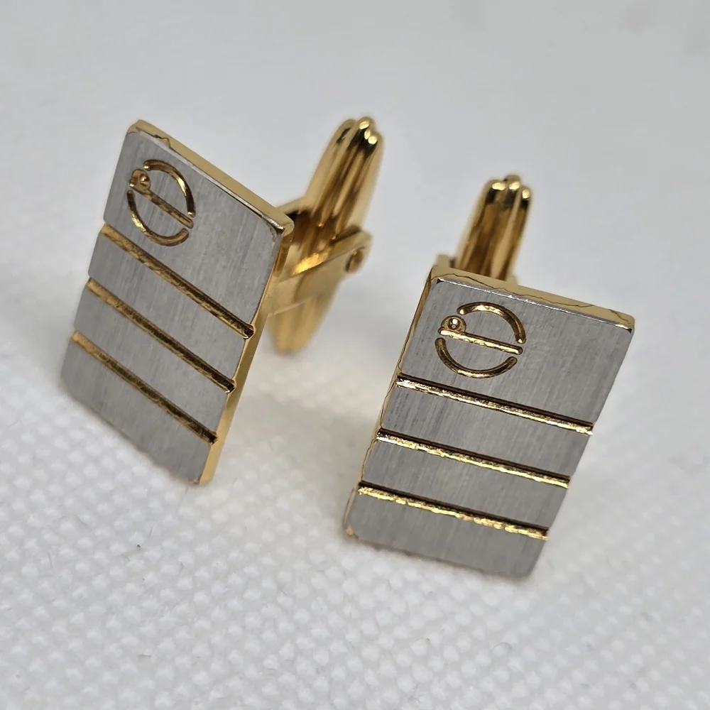 Dunhill Gold and Silver Tie Pin Cufflinks Set